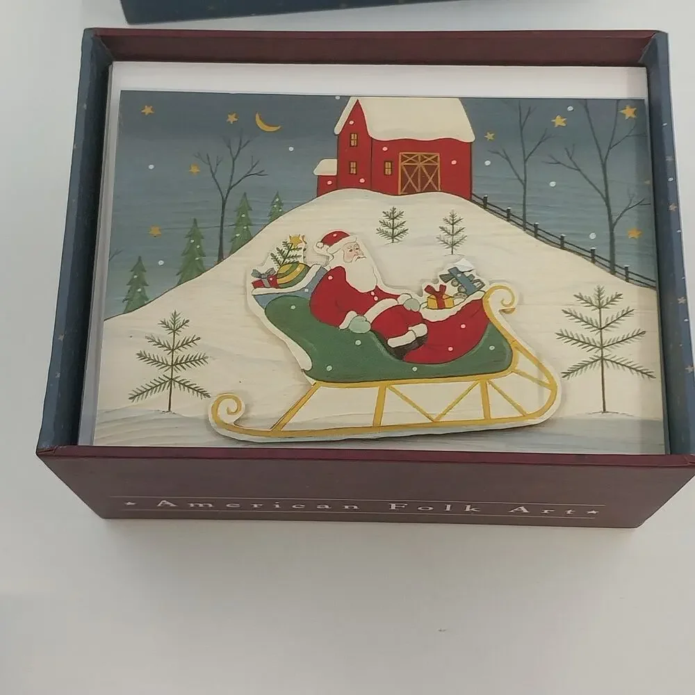 Warren Kimble Holiday Greeting Cards Set of 14 w Decorative Storage Box America